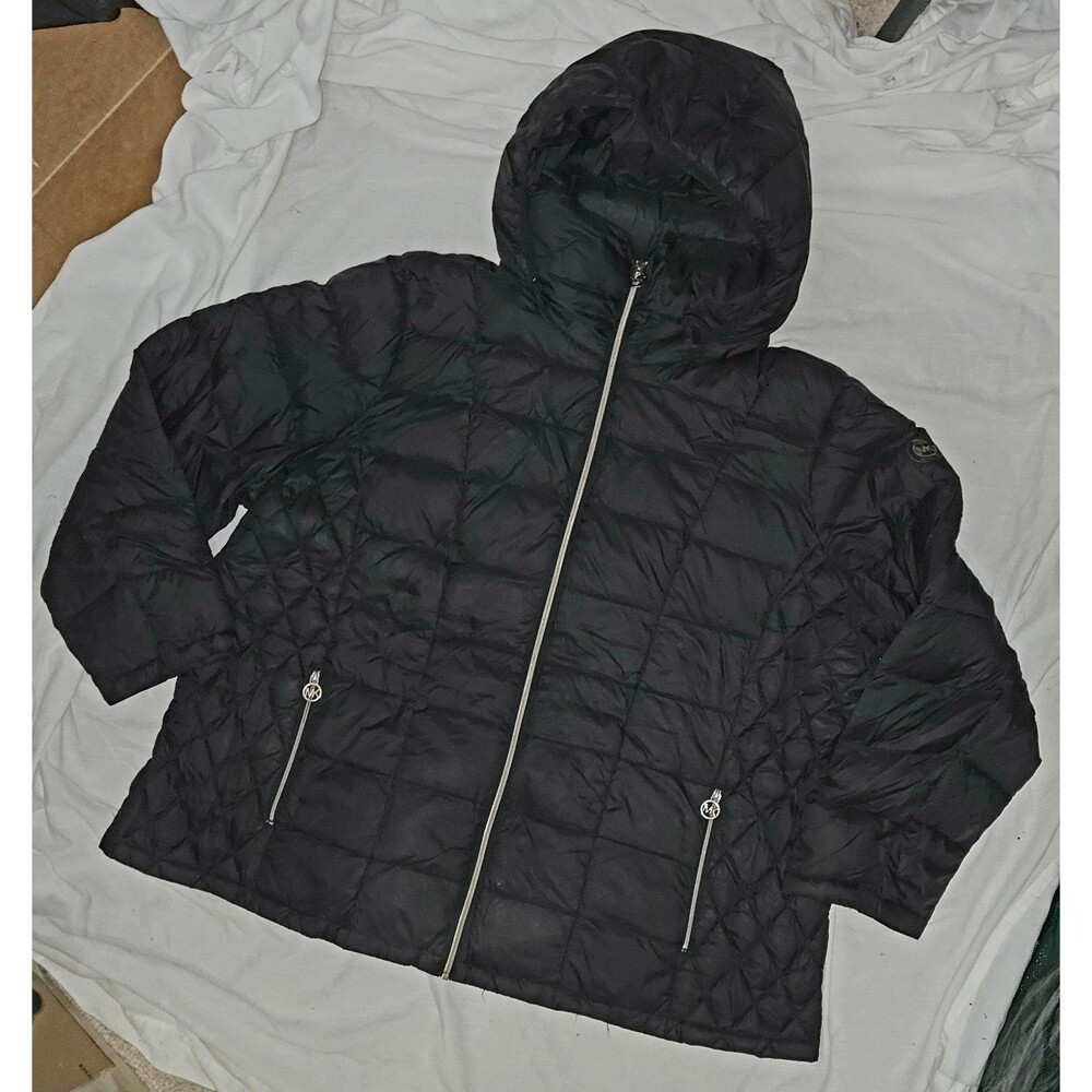 Women's Size 3X Michael Kohrs Down-Filled Puffer Jacket in Black/Gold